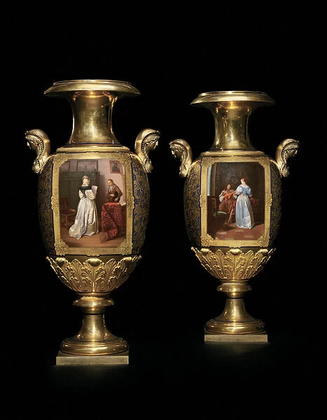 A Pair of Two-Handled Vases, Imperial Porcelain Factory, St Petersburg, 1839 (porcelain)