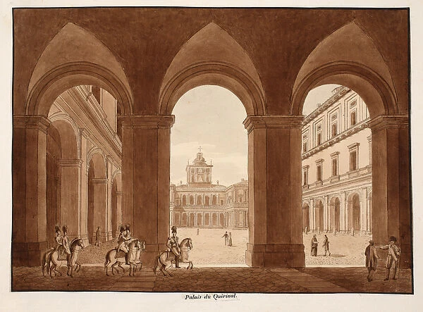 Palazzo del Quirinale, 1833 (etching with brown wash)
