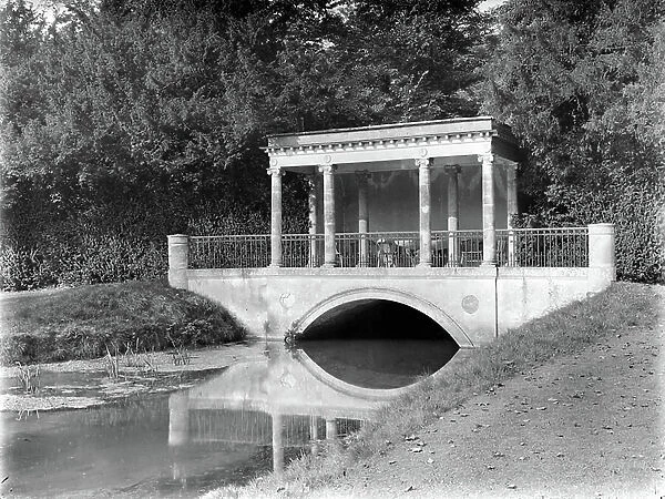 The Palladian tea-house bridge at Audley End, from The Country Houses of Robert Adam, by Eileen Harris, published 2007 (b / w photo)