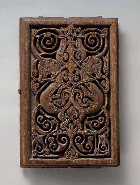 Panel with Horse Heads, 11th century (carved teak)