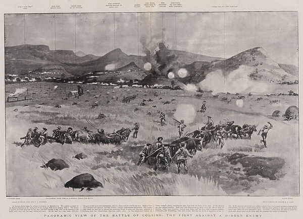 Panoramic View of the Battle of Colenso, the Fight against a Hidden Enemy (litho)