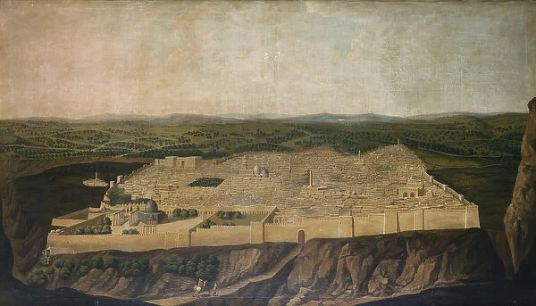 A Panoramic View of Jerusalem (oil on canvas)