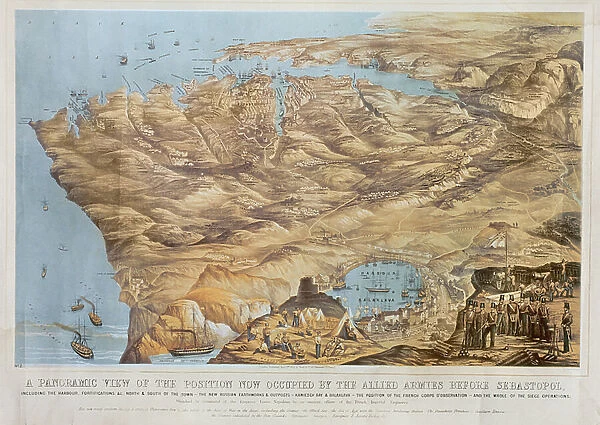 A Panoramic View of the Position now occupied by the Allied Armies before Sebastopol, in 1855 (litho)