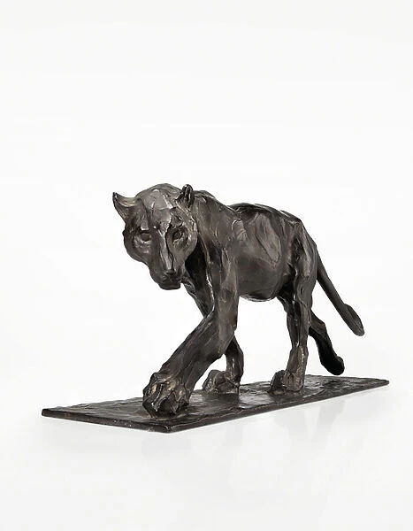 Panther walking, rear leg raised, c. 1904 (patinated bronze)
