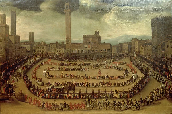 Parade of the Contrade, Siena (oil on canvas)