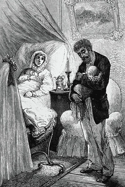 Parents with their new-born baby, 1850