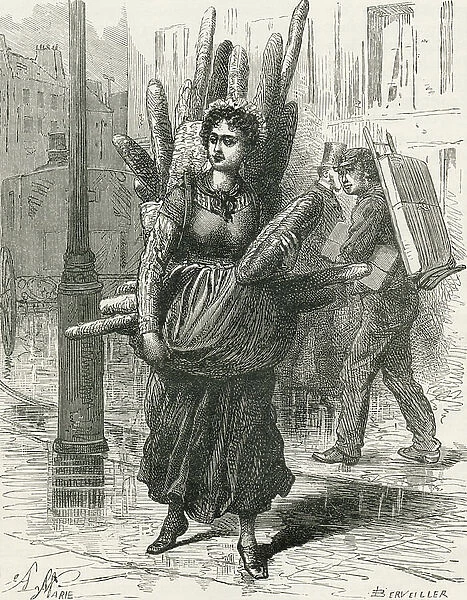 Paris Bread Carrier In The 19Th Century. From French Pictures By The Rev. Samuel G. Green, Published 1878 ©UIG / Leemage