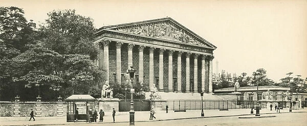 Paris, Le Palais-Bourbon, Chambre des Deputes, Bourbon-Palace, Chamber of Deputies (b  /  w photo)
