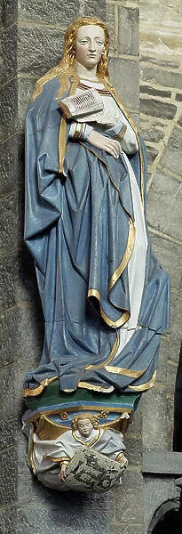 Parish church (Eglise Saint-Quentin). Interior. Statue of a Virgin. Jean Delemer. 1428