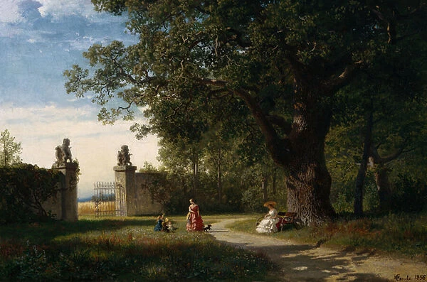 Park landscape with figure, 1856
