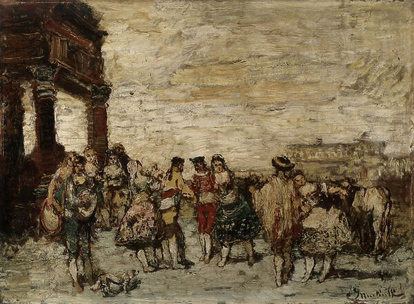 Party in Spain Painting by Adolphe Monticelli (1824-1886) Dim 36, 5x48 cm Musee Grobet-Labadie