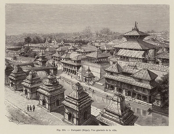 Pashupatinath Temple, Kathmandu, Nepal (engraving)