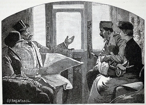 Passengers in a First-Class railway carriage