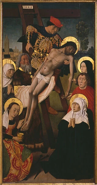 Passion Triptych, the Descent from the Cross, right panel (oil on panel) (see also 345855, 345856, 345857)