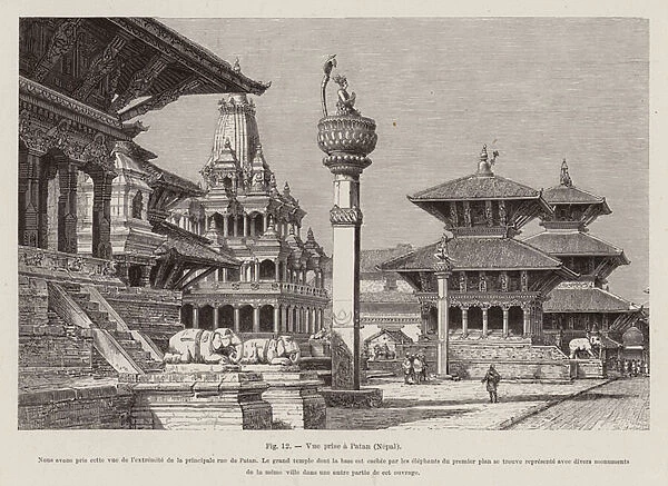 Patan Durbar Square, Lalitpur, Nepal (engraving)