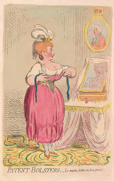 Patent-Bolsters: Le moyen d etre en-bon point, pub. 1791 (hand coloured engraving)