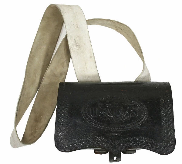 Pattern of 1828 United States infantry leather cartridge box and shoulder strap