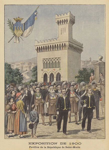 The Pavilion of the Republic of San Marino at the Exposition Universelle of 1900 in Paris (colour litho)