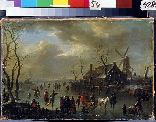 Paysage d hiver (Winter landscape). Peinture de Claes Molenaer (Klaes Molenaer, vers 1630-1676). Huile sur bois. Art hollandais, style baroque. State Museum Arkhangelskoye Estate, Moscou
