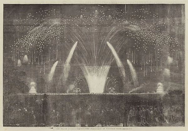 The Peace Commemoration, the Fireworks in Victoria-Park (engraving)