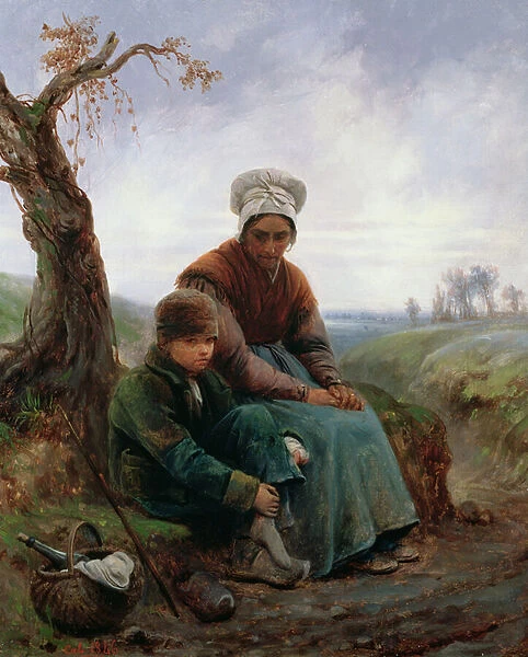 Peasant woman and boy, 1846 (oil on canvas)