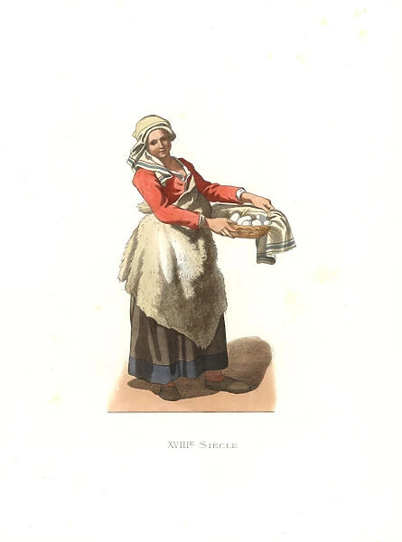 Peasant woman of Milan, 18th century, Italy, from a print by Francesco Londonio