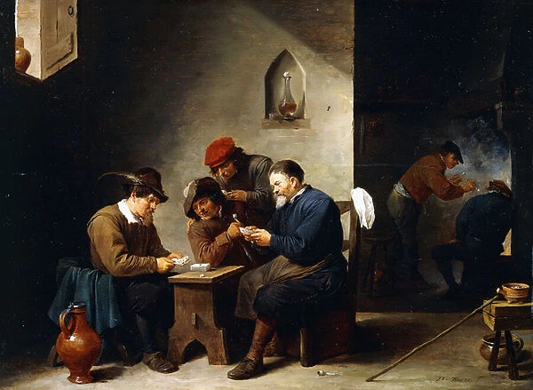 Peasants at Cards in a Cottage, c. 1644-45 (oil on panel)