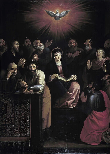 Pentecote. Painting by William Ernest Greve 1620 Oil on canvas cm 320x230 Church Saint Agricol Avignon