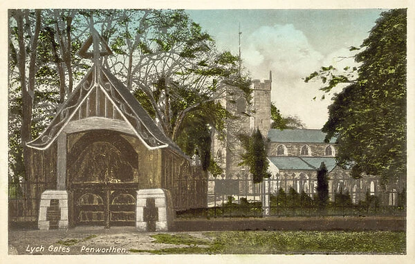 Penwortham church and lych gates (colour photo)