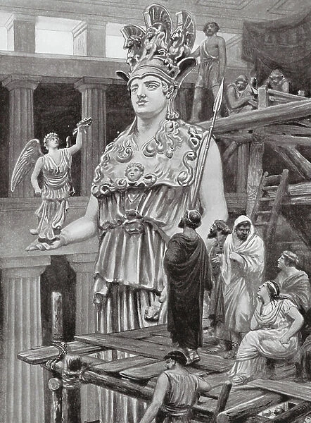 Pericles visits Phidias in the Parthenon (litho)