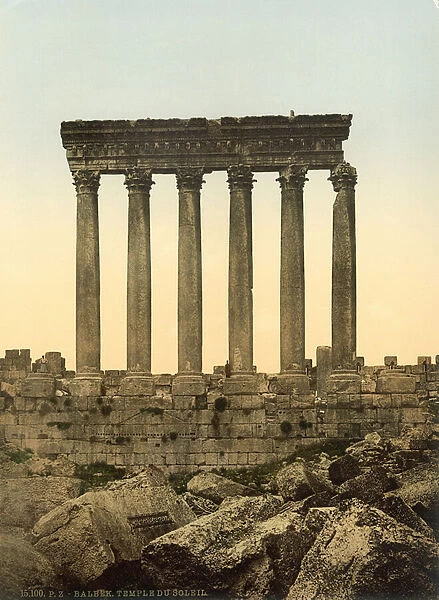 Peristyle of the Temple of Jupiter, Baalbek, c. 1880-1900 (photochrom)