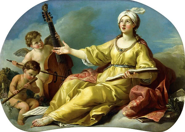 A Personification of Music, Singing with Putti Playing a Viol and a Flute