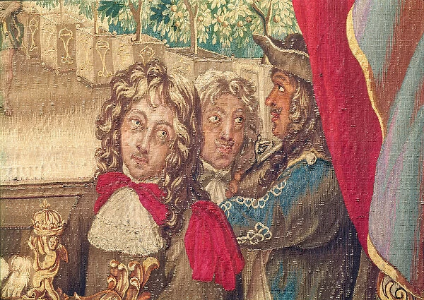 Three persons, from the Month of January (tapestry) (detail of 391182)