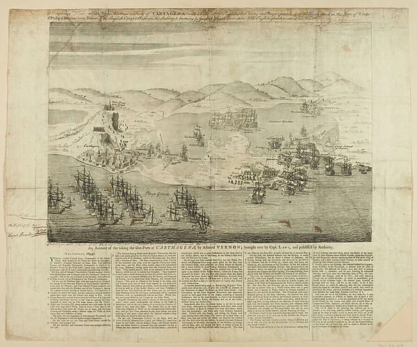 A Perspective Draught of Town, Harbour and Forts of Carthagena in 1739