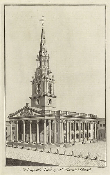 A Perspective View of St Martins Church, London (engraving)