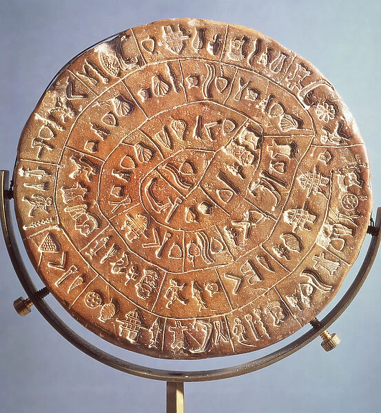 The Phaistos Disc, with symbols of unknown significance, from Crete, c