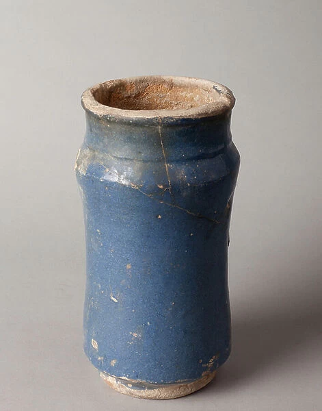 Pharmacy can. Glazed earthenware. Catalunya. 18th century. Museum inventory no: 347