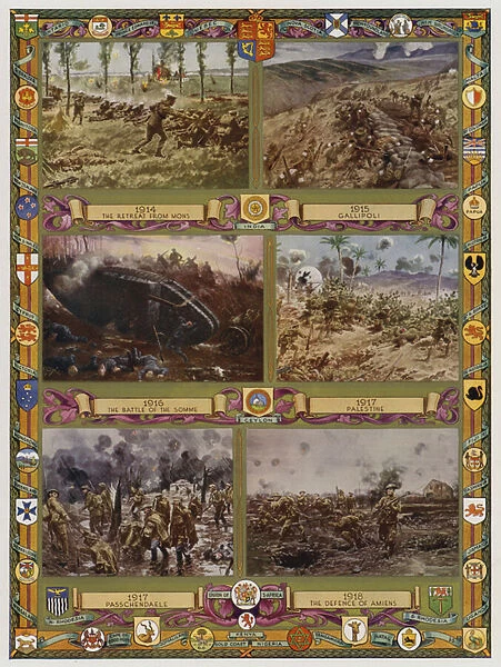 Phases of the British Armys part in the First World War, 1914-1918 (colour litho)
