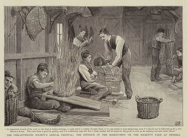 The Philanthropic Societys Annual Festival, the Interior of the Basket-Shop on the Societys Farm at Redhill (engraving)