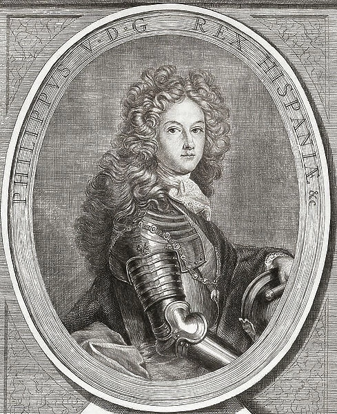 Philip V, King of Spain. Portrait (engraving)