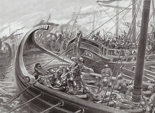 The Phocaean Fleet defeats the Carthaginians (litho)