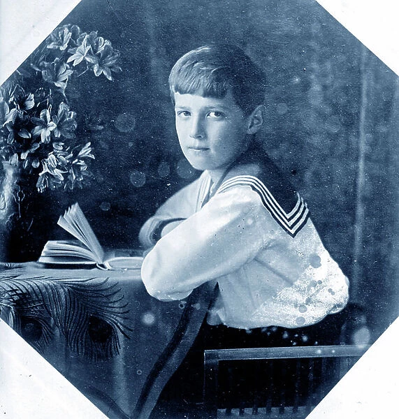 Photograph of Czarevitch Alexei Romanov, 1910 (b / w photo)