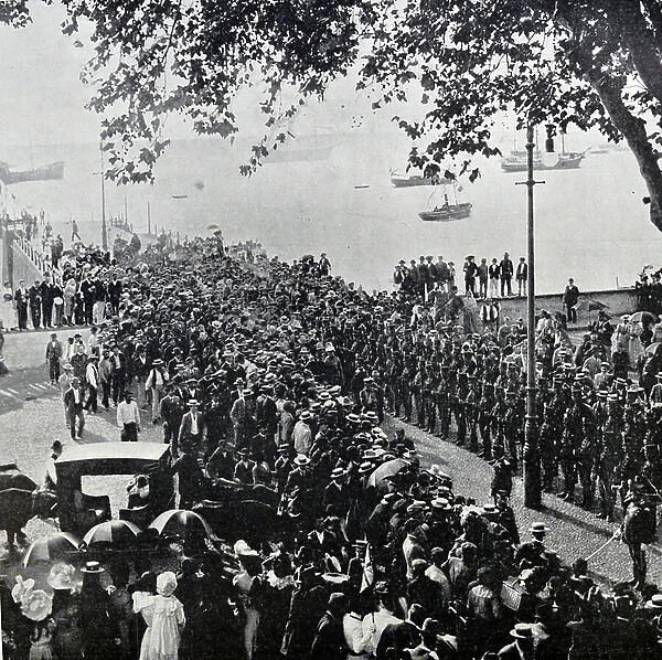 Photograph shows Field Marshal Frederick Sleigh Roberts being presented with an address at Funchal, Portugal, 1901 (photo)