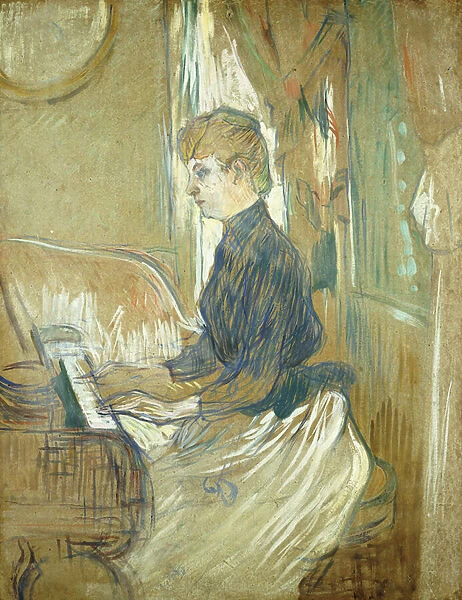 At the Piano, Madame Juliette Pascal in the Salon of the Chateau de Malrome; Au Piano