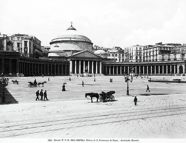 Piazza del Plebiscito in Naples with, in the background, the church of San Francesco di Paola