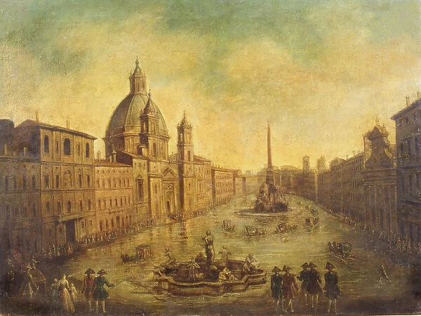 Piazza Navona Flooded (oil on canvas)