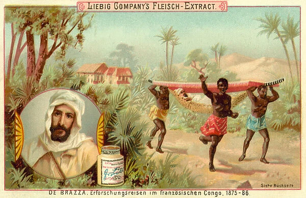 Pierre Savorgnan de Brazzas journeys of exploration in the French Congo, 1875-1886 (chromolitho)