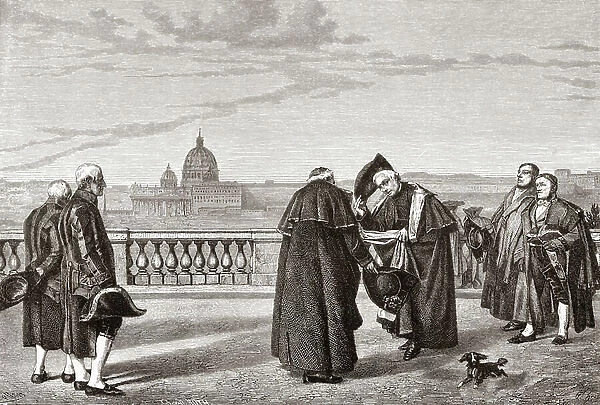 On the Pincian Hill, Rome, Italy, with St. Peter's in the background in the late 19th cenutry. From Italian Pictures by Rev. Samuel Manning, published c.1890