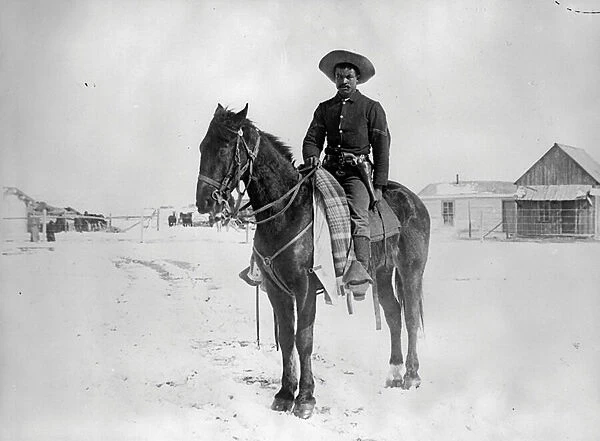 Pine Ridge Agency, S. D. trooper, Buffalo Soldier Corporal, March 1891 (b  /  w photo)