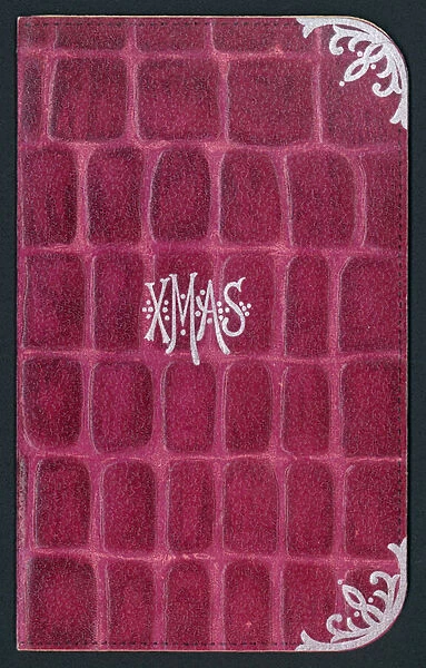 Pink Xmas Wallet, Christmas Card (chromolitho)